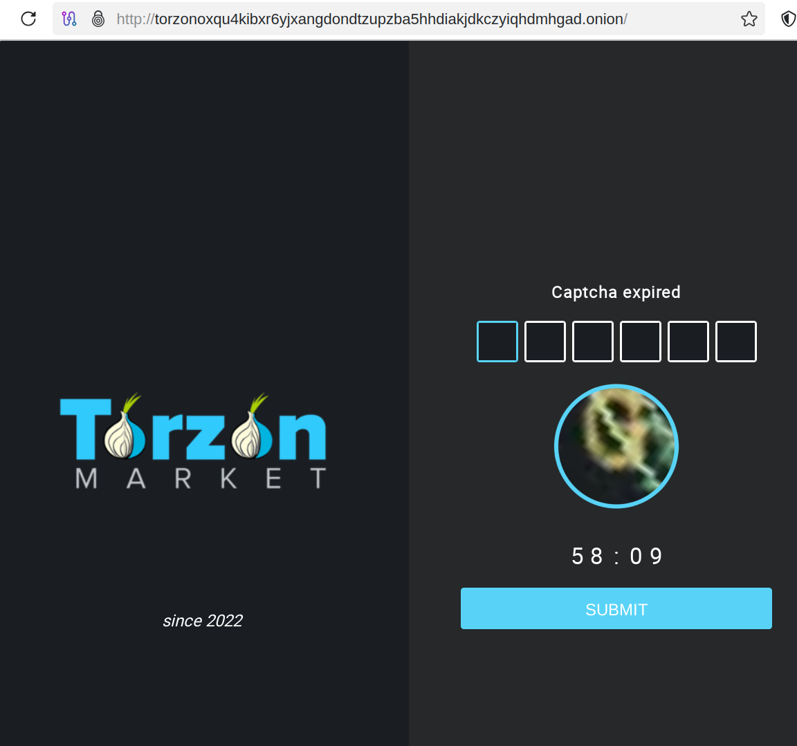 TorZon Market real CAPTCHA page — what the genuine login challenge looks like